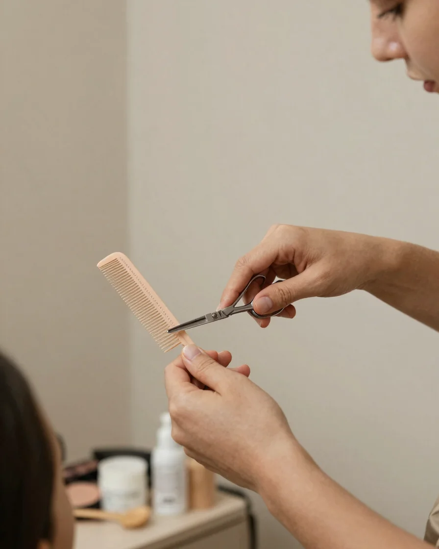 Editorial beauty photography, soft diffused light, warm neutral t